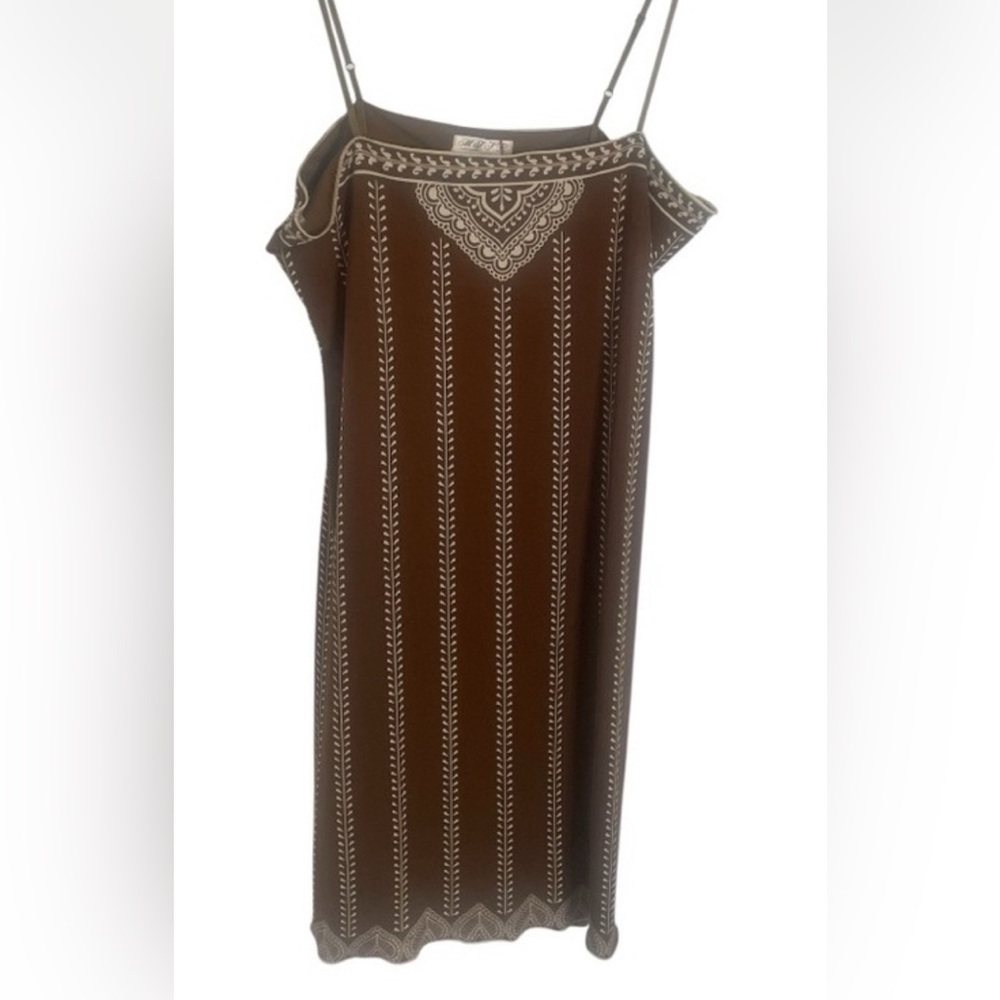 M.S.S.P Brown Patterned Slip Women's Dress Sz L